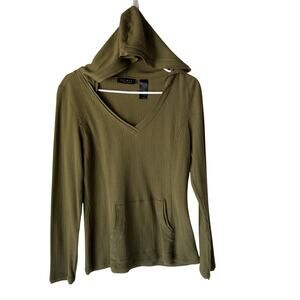Axcess Y2k Hoodie Pullover Womens Large Ribbed‎ Long Sleeve Casual Top Grunge